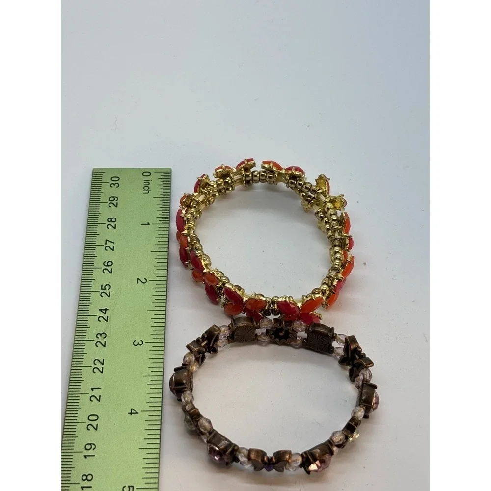 Bracelets Lot Flowers and Butterflies One Signed Avon Purple Red Girlhoodcore‎